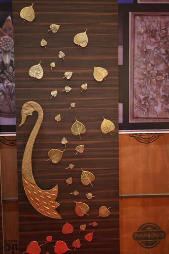 Brass Door Design - Color: Brown With Golden And Red Accents