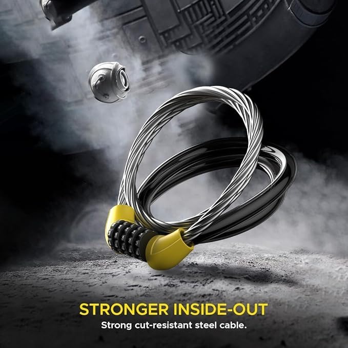 Mitsico Bicycle Lock With 5 Digit Code - Metal, Free Size, Multicolor | Keyless Lock With Strong Cut-resistant Steel Cable, Easy To Personalize