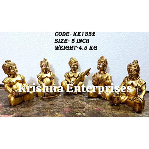 Ke1332 Brass Rajsthani Musicians Set - Color: Golden