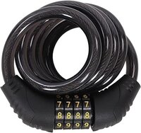 Mitsico 4-digit Locking Cable - High-strength Steel, Free Size, Black | Self-coiling Anti-theft Protection For Motorcycles, Bicycles, Helmets, And Luggage