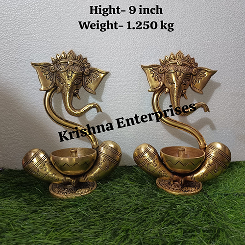 9 Inch Brass Ganesh Diya