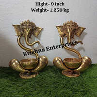 Brass Ganesh Diya - 9 Inch Durable Design, Golden Coated Finish, Ideal For Festivals And Home Decor