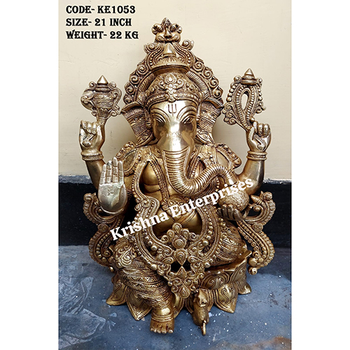 Brass Ganesh Statue - 21 Inch, High-Quality Durable Metal | Stunning Plating Finish, Regional Indian Art, Spiritual Hindu Theme