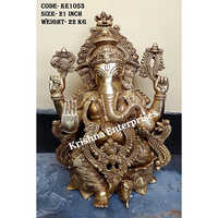 Brass Ganesh Statue - 21 Inch, High-quality Durable Metal | Stunning Plating Finish, Regional Indian Art, Spiritual Hindu Theme