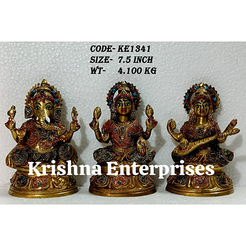 Brass Laxmi Ganesh Sarswati Statue