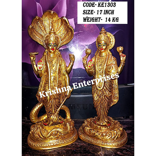 Brass Laxmi Narayan Statue - Feature: Washable