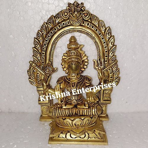 Brass Lotus Barahi Statue - Finishing: Coated