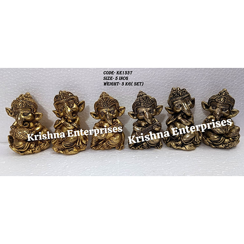 Brass Music Ganesha Statue Set