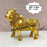 Brass Standing Nandi Statue - Color: Golden