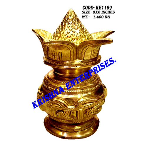 Brass Riddhi Siddhi Kalash - Color: Golden