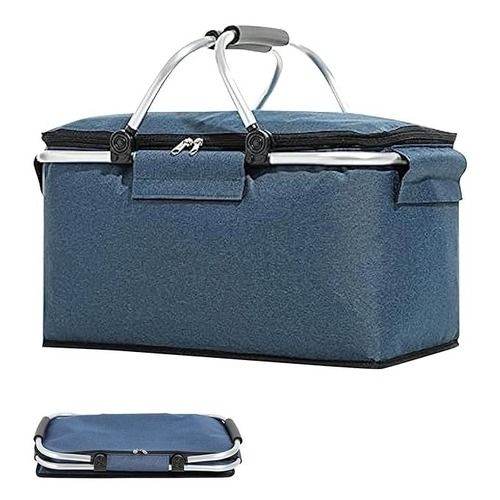 Mitsico 26L Insulated Picnic Cooler | Leak-Proof Picnic Basket with lid | Portable Cooler Basket | Storage Basket with 2 Handles for Travel Picnic Shopping Camping Outdoor Hiking