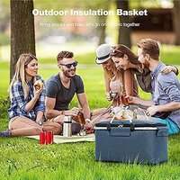 Mitsico 26L Insulated Picnic Cooler | Leak-Proof Picnic Basket with lid | Portable Cooler Basket | Storage Basket with 2 Handles for Travel Picnic Shopping Camping Outdoor Hiking