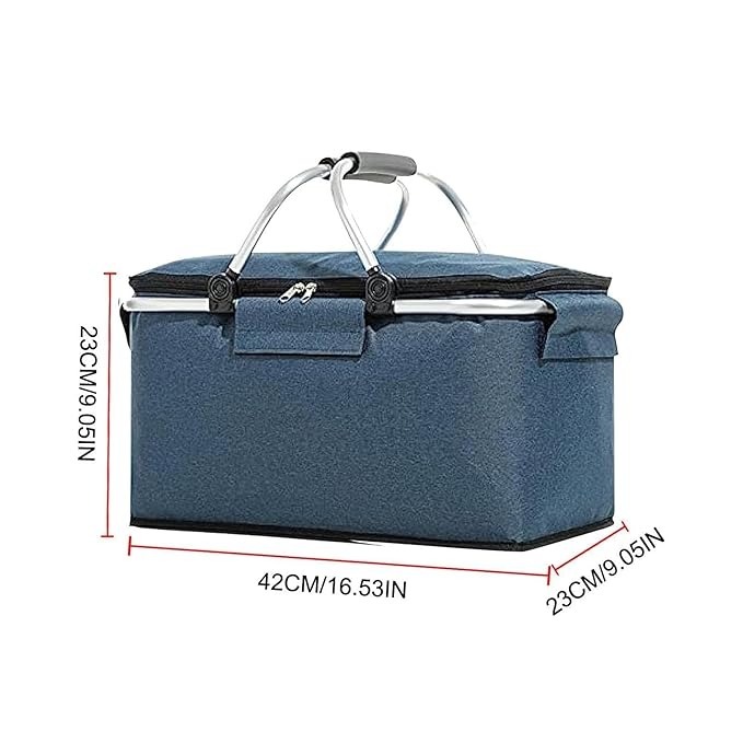 Mitsico Insulated Picnic Basket - 600d Oxford Fabric, 26l, Various Colors | Detachable Design, Zipper Closure, Optimal Insulation, Portable Handles