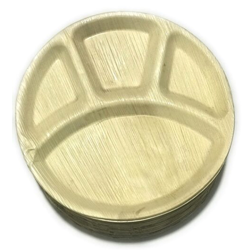 10 Inch Areca Round 3 Compartment Plate