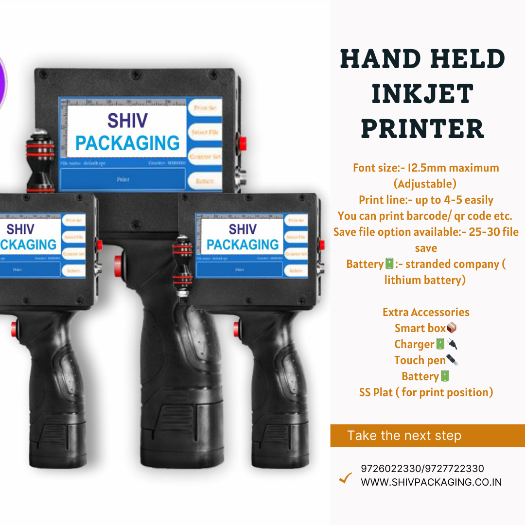 Handheld Inkjet Printer - Pvc, 12.7 Cm Dimensions | High-quality Prints, User-friendly Digital Lcd Interface, Semi-automatic Design, Ideal For Logos And Barcodes