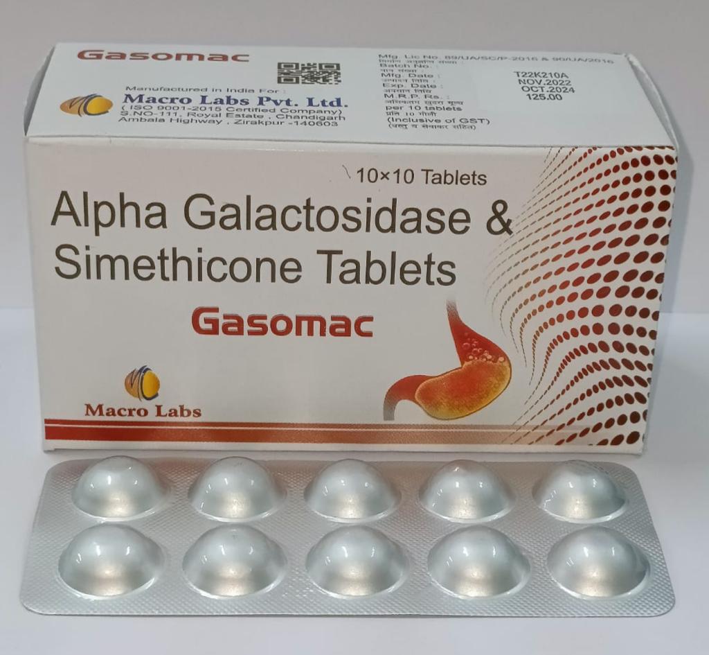 ALPHAGALACTOSIDASE 150MG+SIMETHICONE 25MG TAB