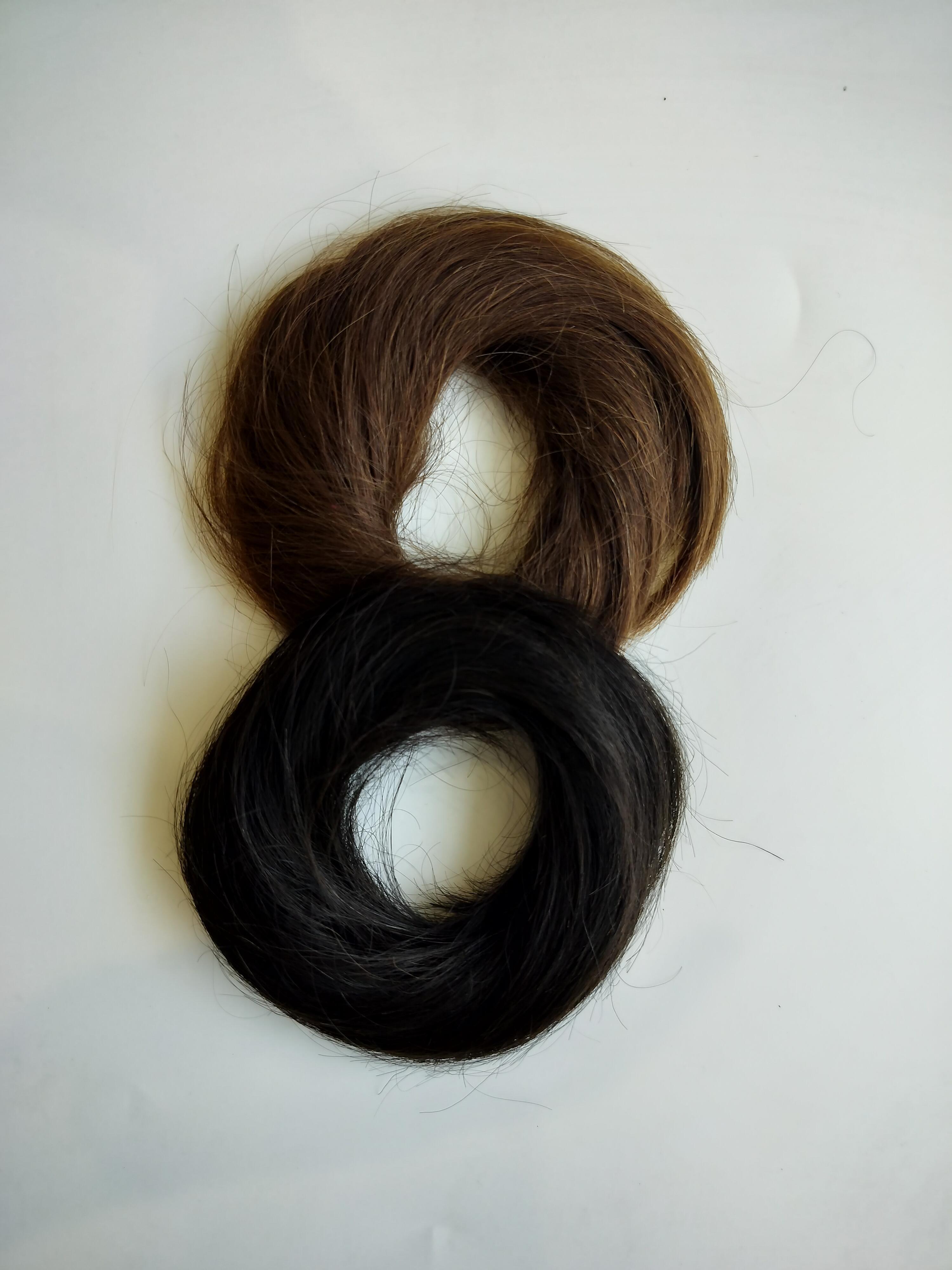 100%Original Natural Black and brown Human Hair Donut Bun Scrunchies