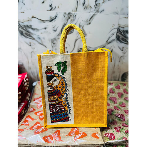 Printed Natural Jute Bag - Color: Multicolor