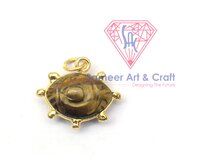 Evil Eye Carving Gemstone With 18K Gold Plated Handmade Pendant