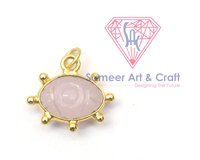 Evil Eye Carving Gemstone With 18K Gold Plated Handmade Pendant