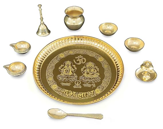 Diwali Gift Pooja Thali Set Brass Puja Thali