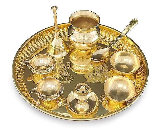 Diwali Gift Pooja Thali Set Brass Puja Thali