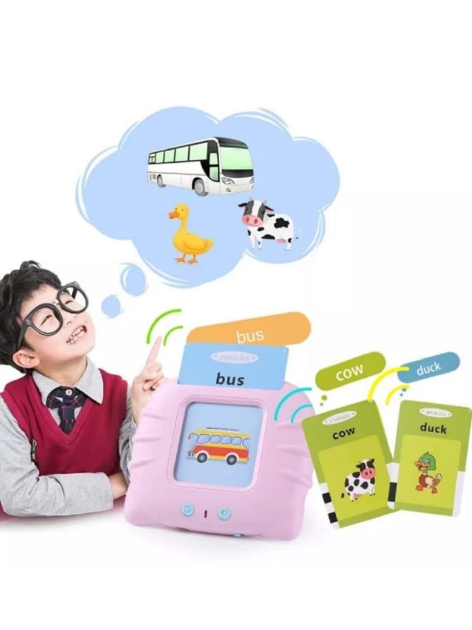 Talking Flash Card Learning Device - 6x4x2 Cm | Interactive Toy For Early Education, Develops Imagination And Memory, Encourages Language Skills Without Screens