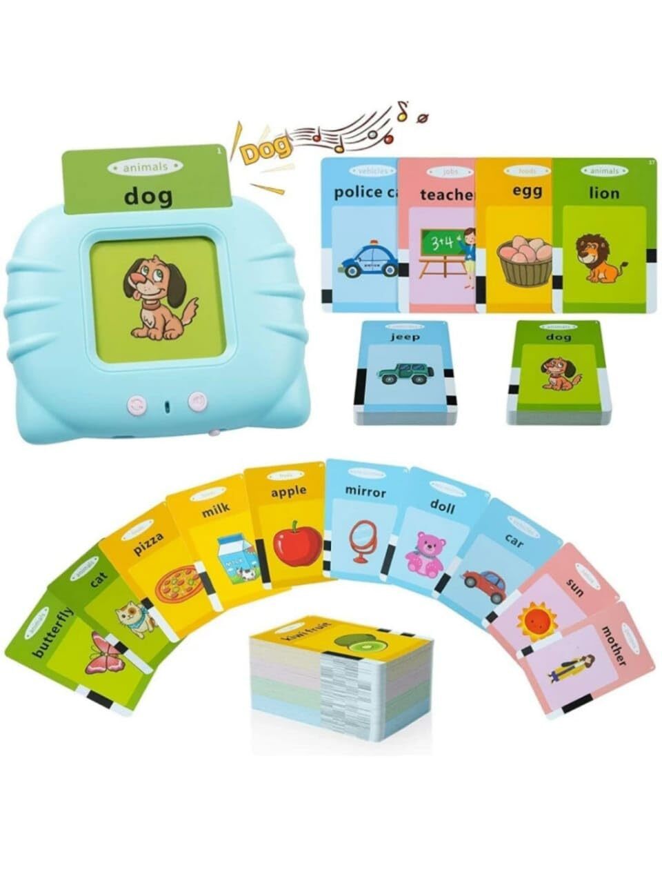 Talking Flash Card Learning Device - 6x4x2 Cm | Interactive Toy For Early Education, Develops Imagination And Memory, Encourages Language Skills Without Screens