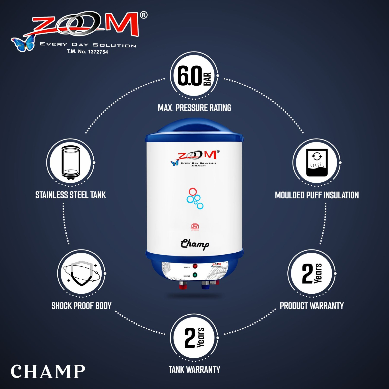 Water Heater 10 ltr Champ