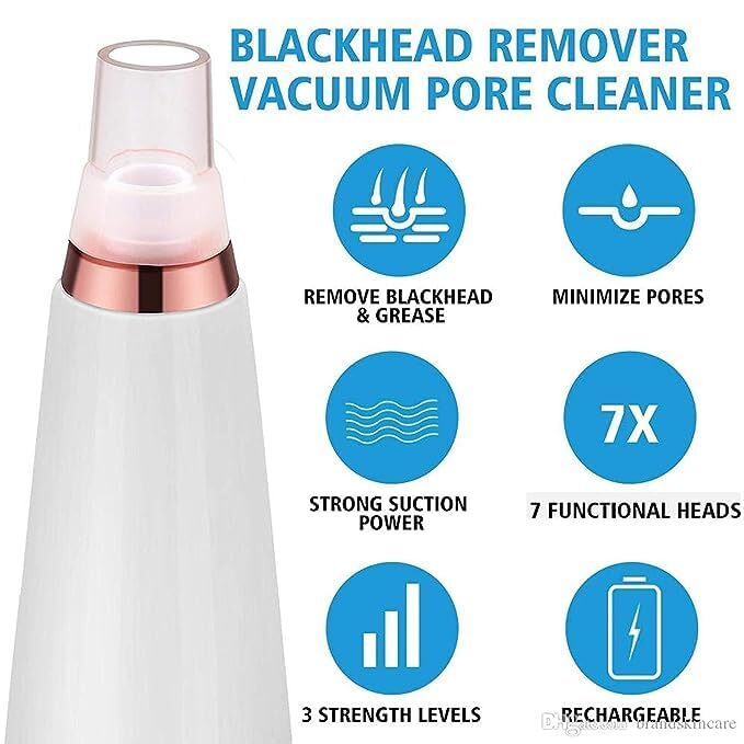 Professional Blackhead Remover - Eco-friendly Abs, 7x5x3.5 Cm | Usb Rechargeable, 6-in-1 Multi-function Pore Cleaner, Adjustable Suction Levels For All Skin Types