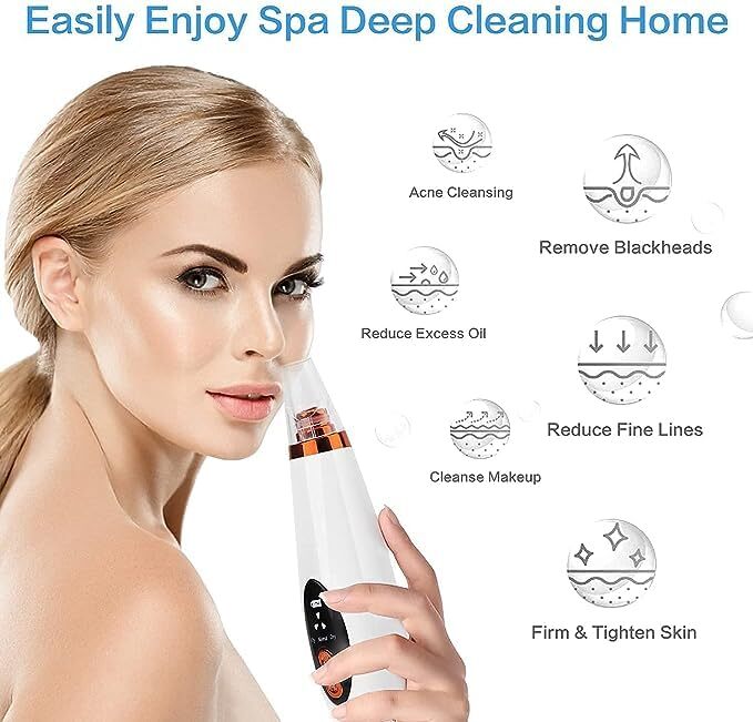 Professional Blackhead Remover - Eco-friendly Abs, 7x5x3.5 Cm | Usb Rechargeable, 6-in-1 Multi-function Pore Cleaner, Adjustable Suction Levels For All Skin Types