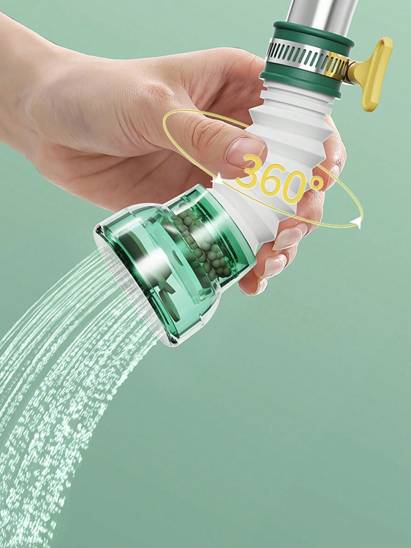 Mitsico 360â° Rotating Green Faucet Water Filter Purifier - Abs Material 40 Grams Weight | Easy Installation Versatile Water Flow Control Eco-friendly Design