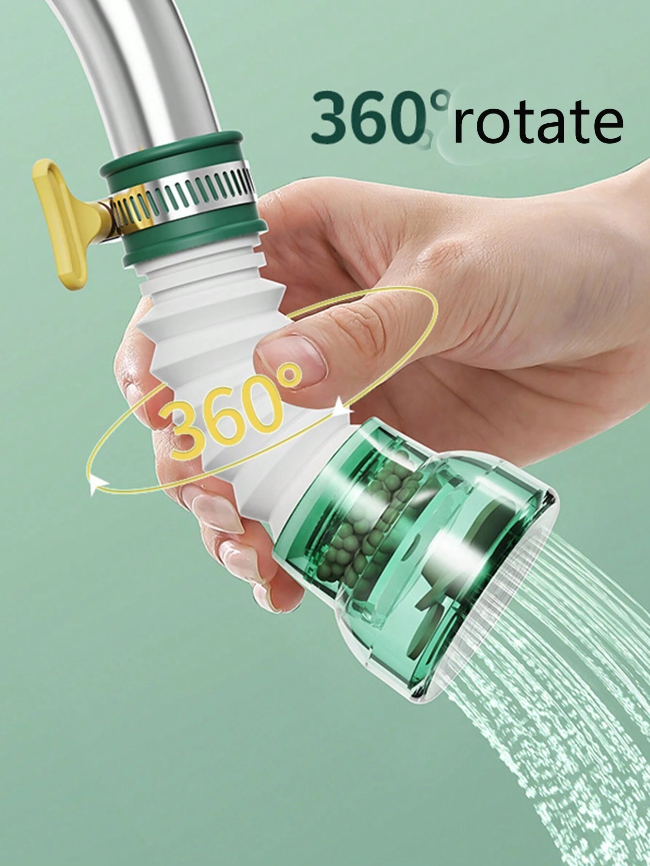 Mitsico 360â° Rotating Green Faucet Water Filter Purifier - Abs Material 40 Grams Weight | Easy Installation Versatile Water Flow Control Eco-friendly Design