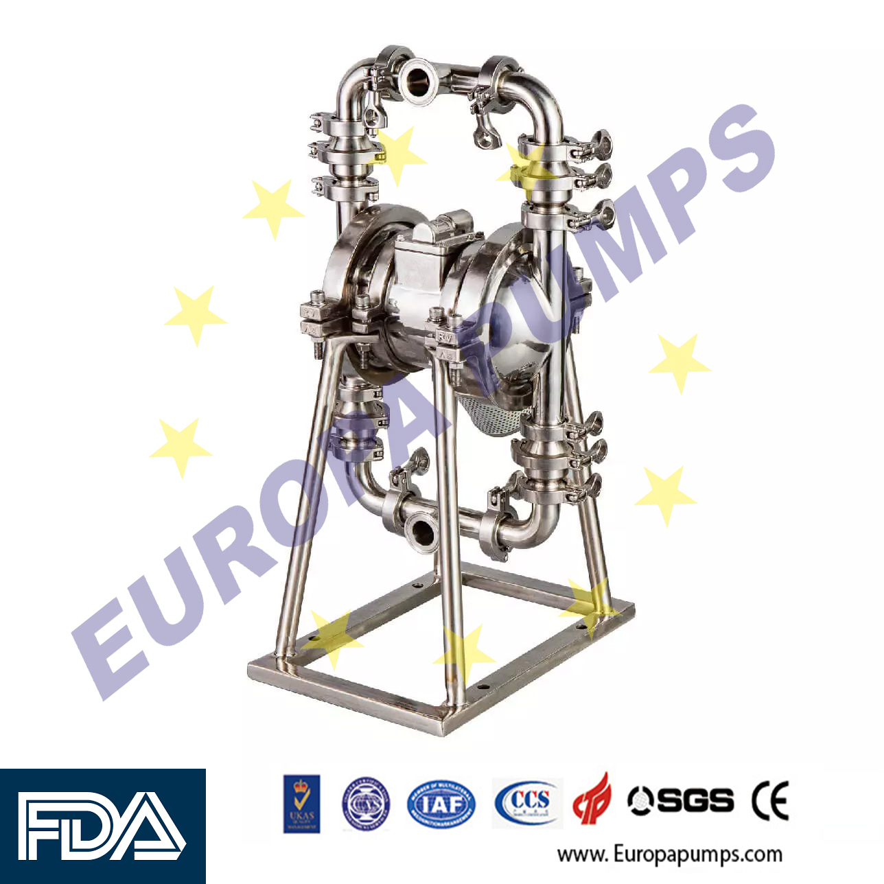 Portable Hygenic Aodd Pump - Color: Silver