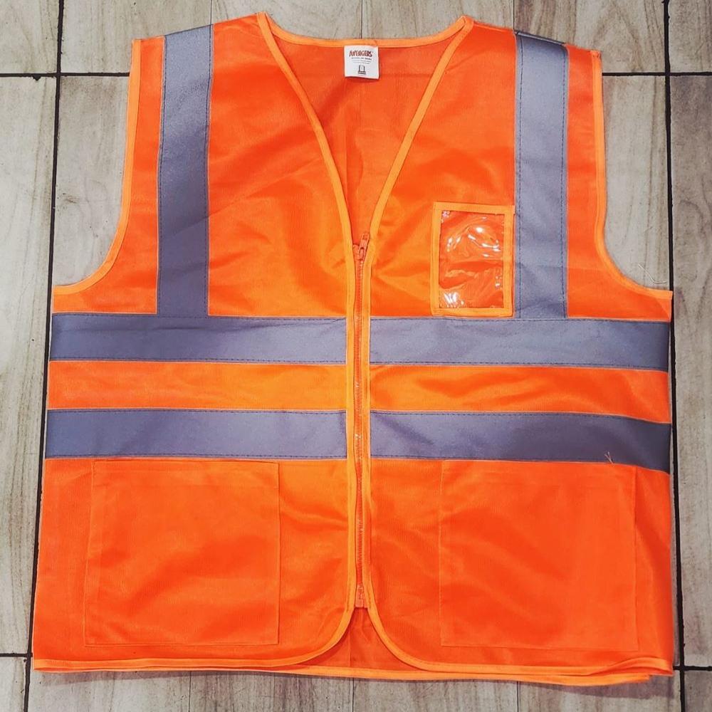 Safety Jacket - Lightweight, Water-Resistant, 30 Inch Length, Orange/Green | Unisex Fit, Reflective Strips, Pockets, Adjustable Elements