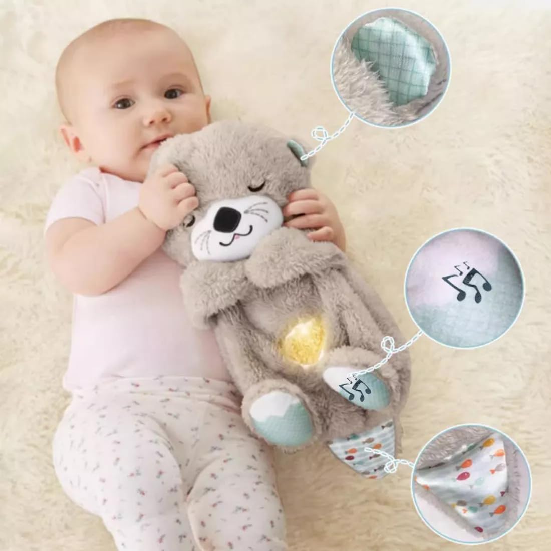 Breathing Teddy Otter Plush Glowing Lights