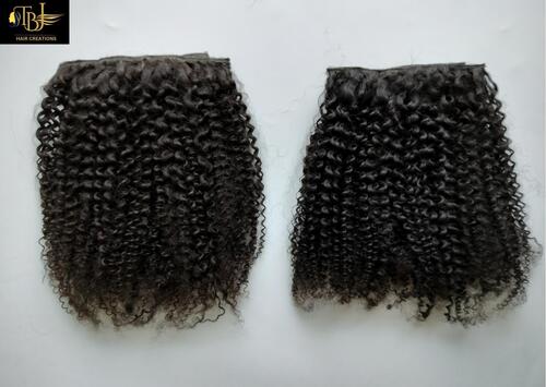 Natural Color Micro Kinky Curly Human Hair Clip In Set Extension - Human Hair Type: Indian