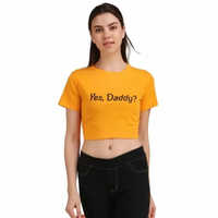 Ladies Printed Crop Top - Color: Yellow
