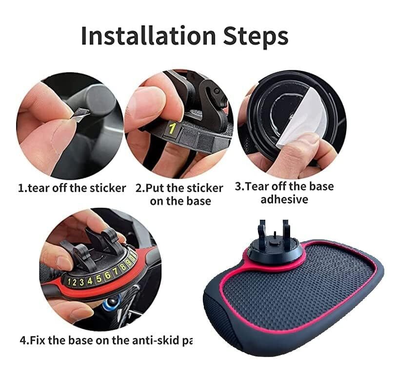 Car Dashboard Mat - Non-slip Rubber, 360â° Rotating Mobile Phone Holder | Multifunction For Smartphone, Gps, Idols & Toys