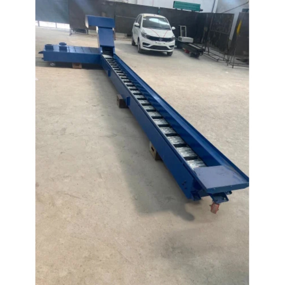 Mild Steel Hinged Type Chip Conveyor - Color: Blue