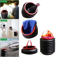 Folding Magic Trash Bin Container - Plastic, 18x18x6.5 Cm (folded) | Black With Red Handle, 4 Kg Capacity, Leak-proof, Collapsible Design