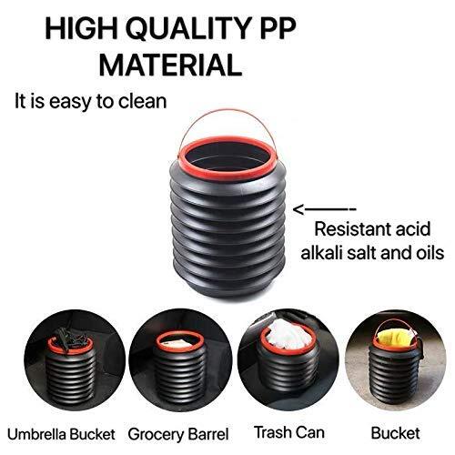 Folding Magic Trash Bin Container - Plastic, 18x18x6.5 Cm (Folded) | Black With Red Handle, 4 Kg Capacity, Leak-proof, Collapsible Design