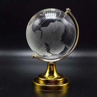 Crystal Globe / World Map 50 Mm With Golden Stand