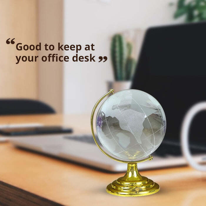 Crystal Globe / World Map 50 Mm With Golden Stand
