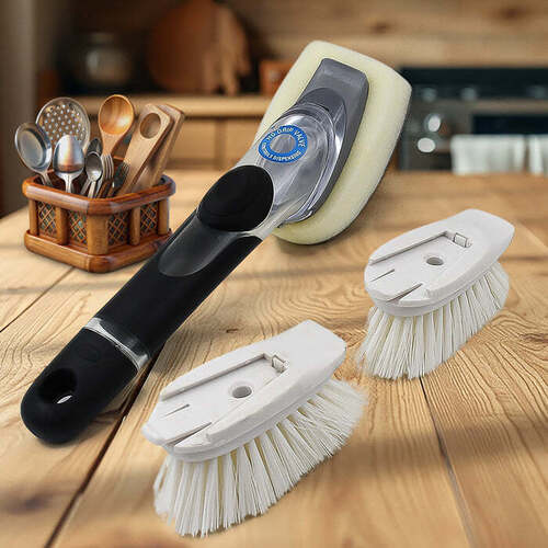 Dish Scrubber with Soap Dispenser, Soap Dispensing Dish Brush Set