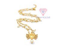 Heart Shape 3 Micron Gold Plated Handmade Pearl Chain Necklace