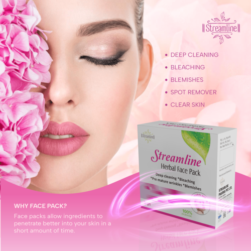 Streamline Herbal Face Pack - Ayurvedic Herbal Blend, Turmeric, Neem, Sandalwood, Aloe Vera, Nourishes, Revitalizes, Cleanses, Softens, Glows
