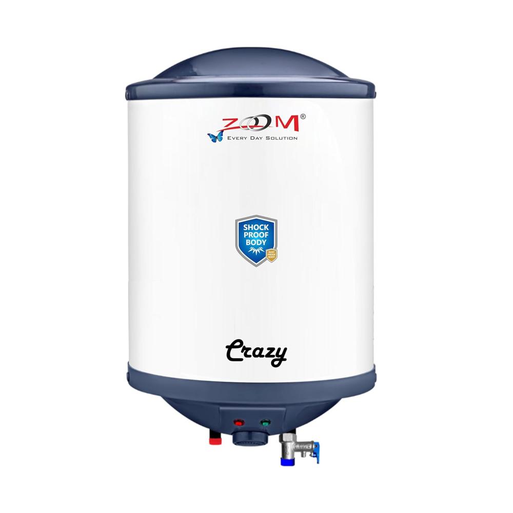 Water Geyser - 15 Liter Capacity, Wall Mounted Design | Glassline Tank, Temperature Control Knob, Heavy Duty Power Cord, Rust-Proof Body, Heavy Copper Element, 8.5 Bars Pressure, Injected Puff Insulation