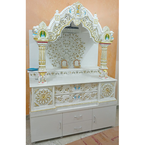 Handcarved White Marble Mandir