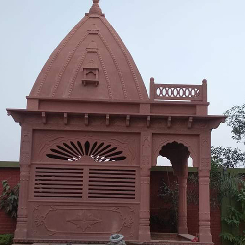 Handcarved Red Stone Mandir